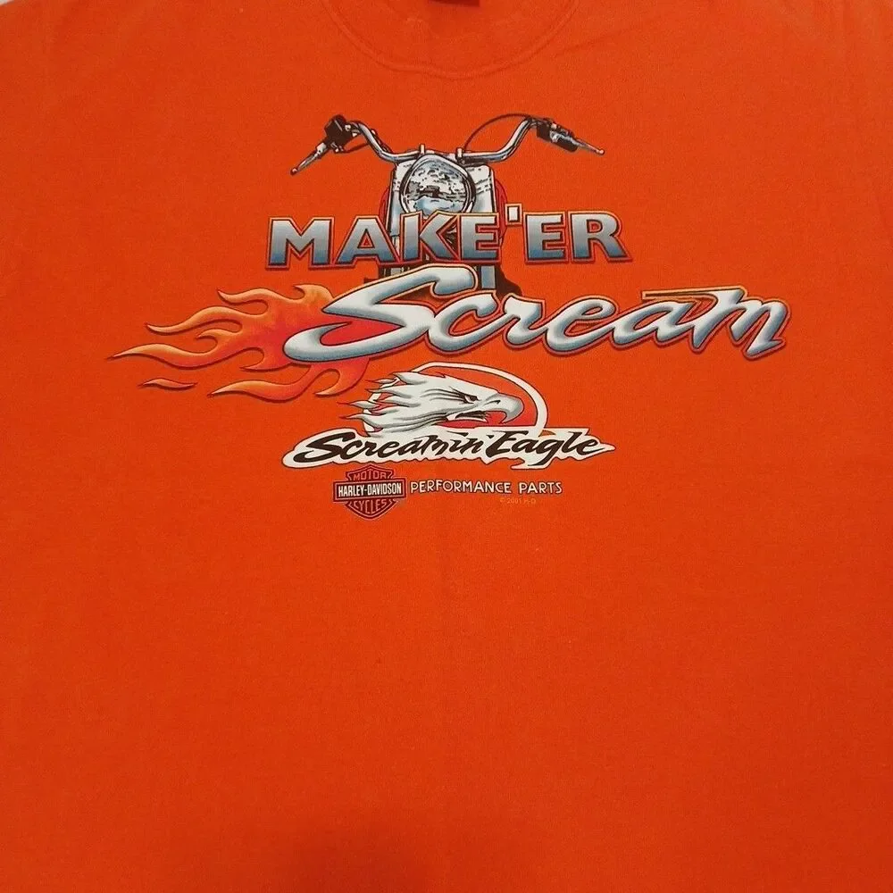 Vintage Harley Davidson Maker'er Scream Screaming Eagle/ Mid-Oh Orange M Y2K S.S